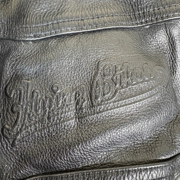 Flying Bikes Black Leather Motorcycle Bomber Jacket - Picture 5 of 6